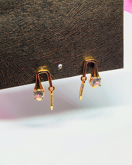 Solitaire link drop earrings