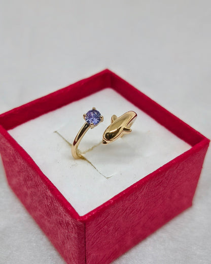 Dolphin motif adjustable ring
