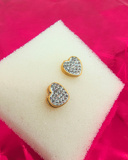 Crystal heart mini stud earrings