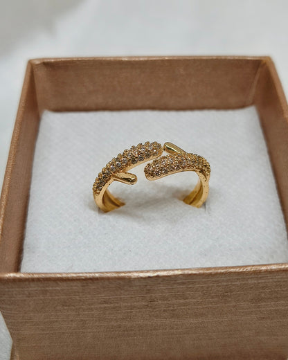 Pave interlaced adjustable ring