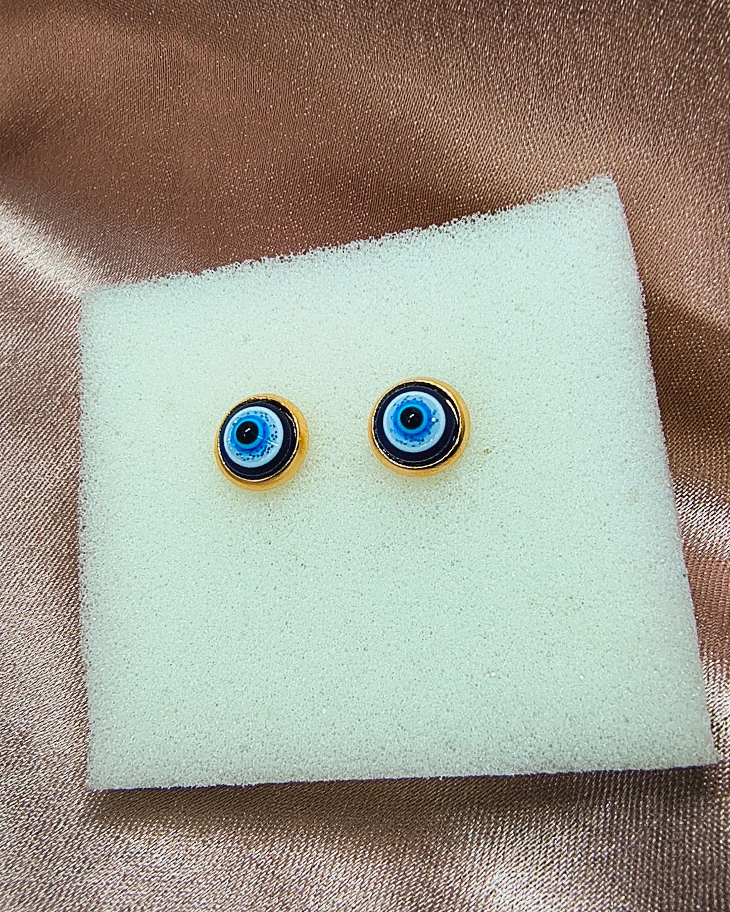 Azure evil eye mini stud earrings