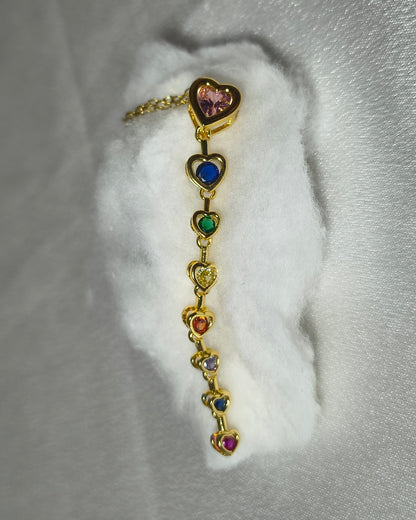 Multi colored heart drop crystal necklace