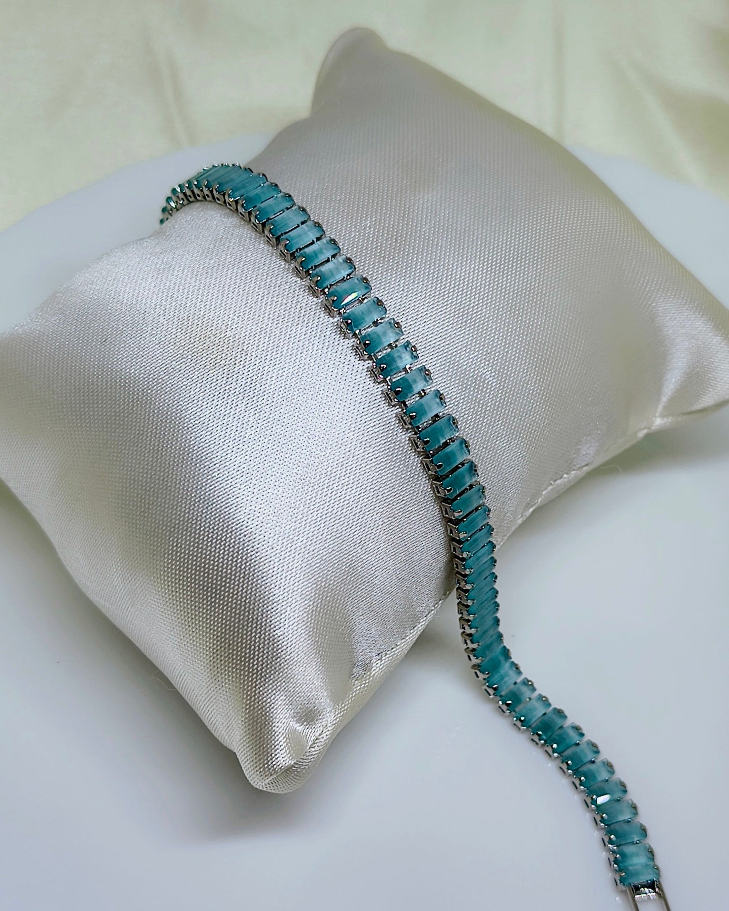 Ice blue color tennis bracelet