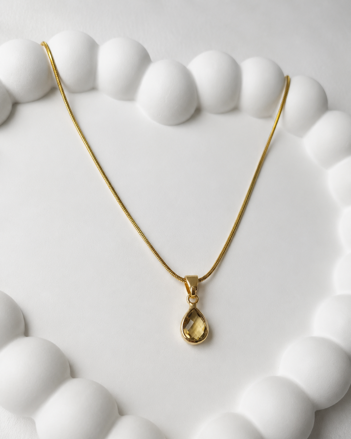 Teardrop shaped smokey quartz pendant necklace