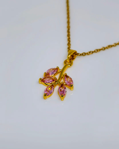Pink petal pendant necklace
