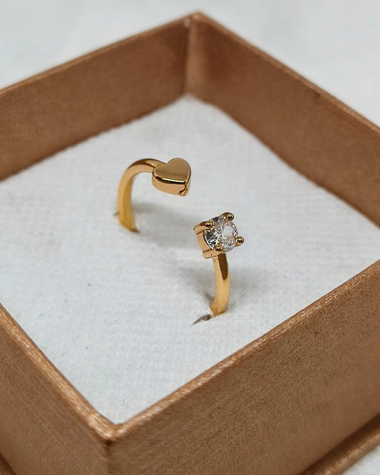 Tiny heart solitaire adjustable ring