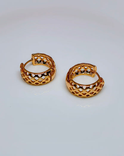 Honeycomb Huggie hoop earrings