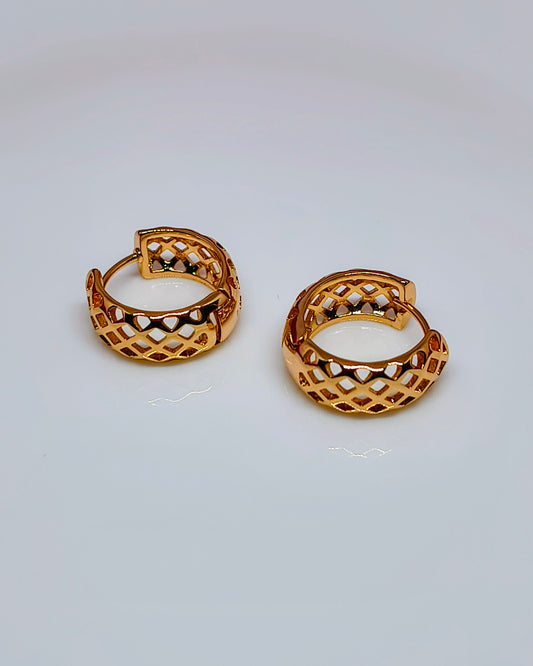 Honeycomb Huggie hoop earrings