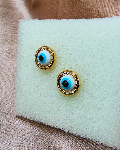 Halo evil eye mini stud earrings