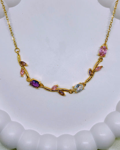 Pink & purple tulip pendant necklace