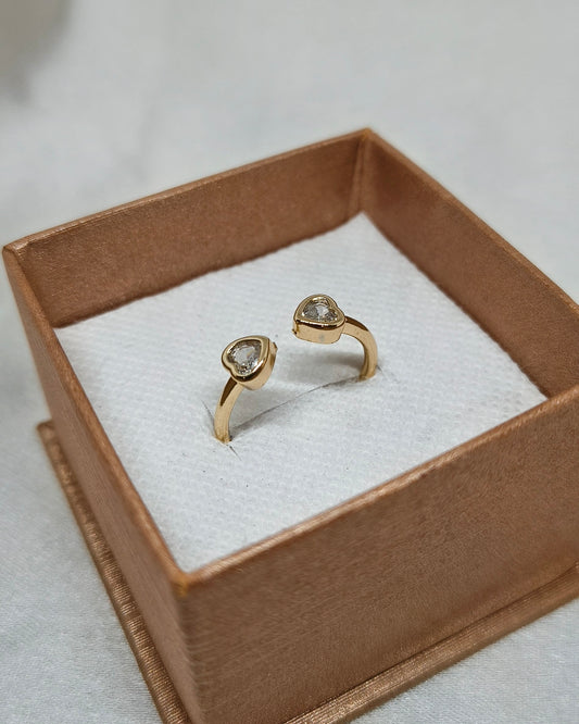 Twin heart glow adjustable ring