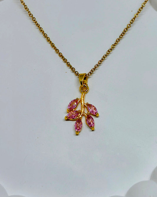 Pink petal pendant necklace