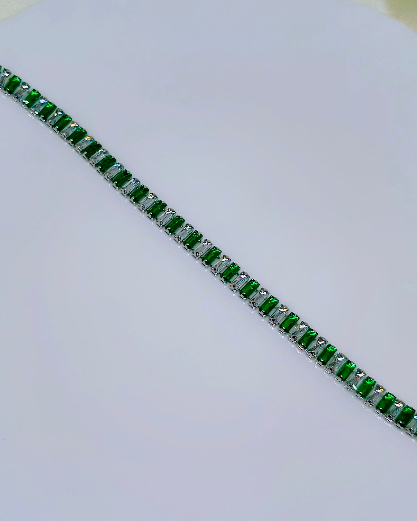 Green & white color tennis bracelet