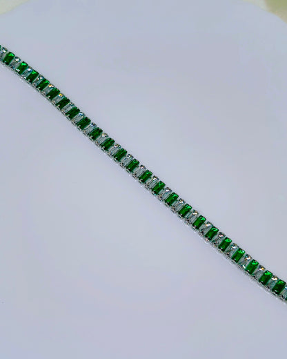 Green & white color tennis bracelet
