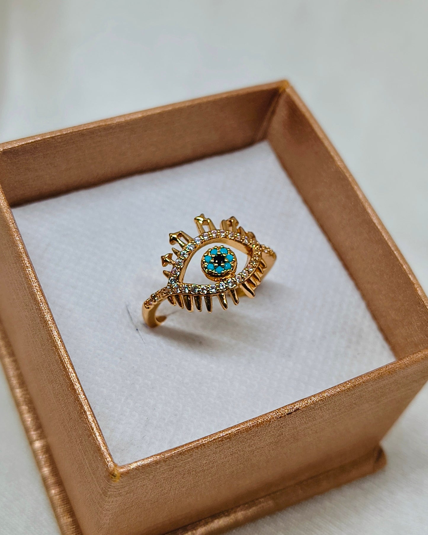 Evil eye aura adjustable ring