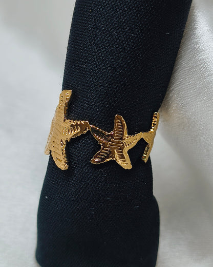 Beach charm starfish adjustable ring