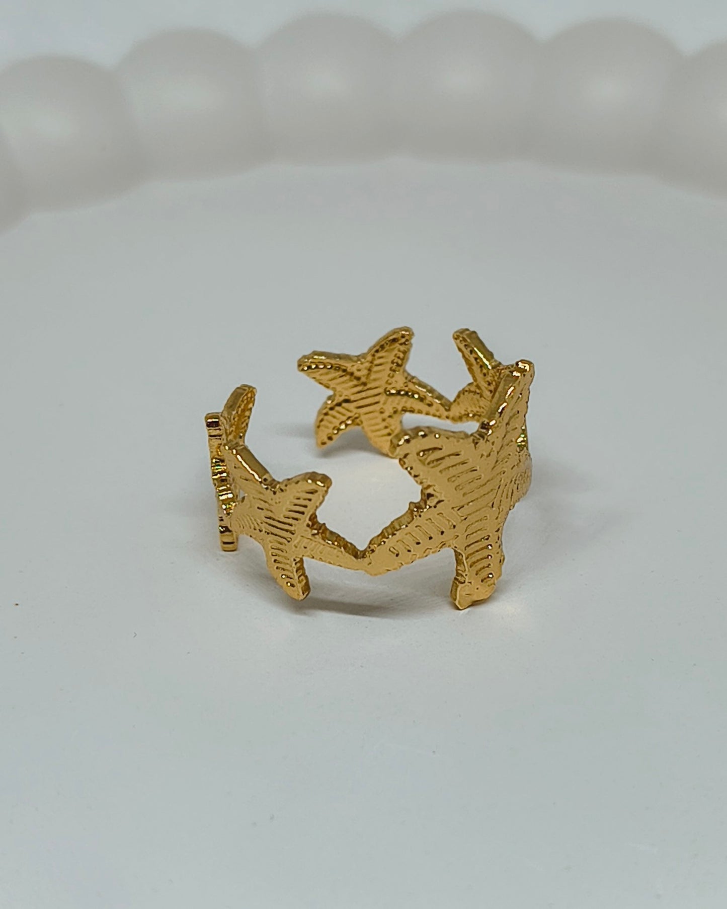 Beach charm starfish adjustable ring