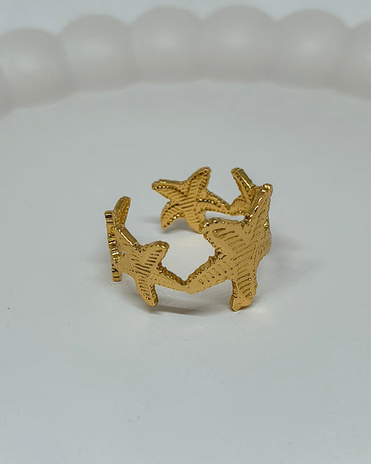 Beach charm starfish adjustable ring