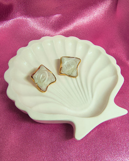 Ivory marble stud earrings