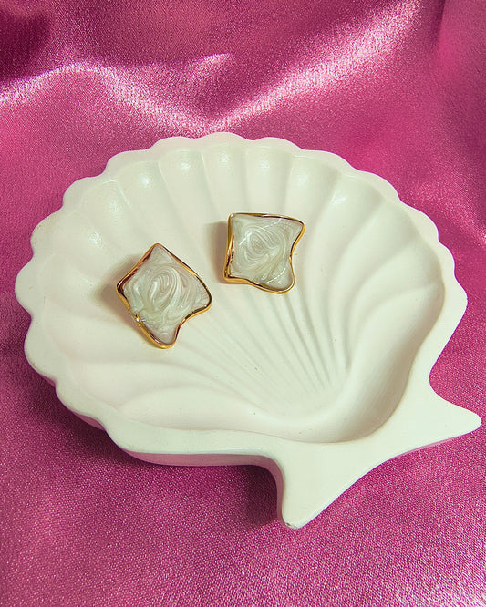 Ivory marble stud earrings