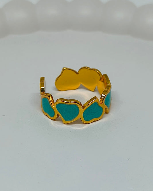 Turquoise hearts adjustable ring