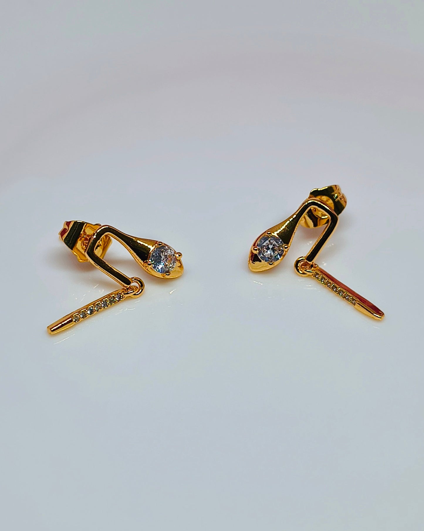 Solitaire link drop earrings