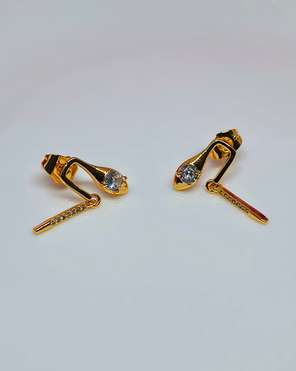 Solitaire link drop earrings