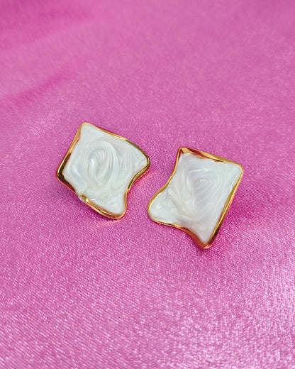 Ivory marble stud earrings