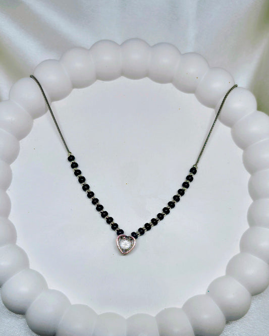 Moonstone heart mangalsutra (Silver color)
