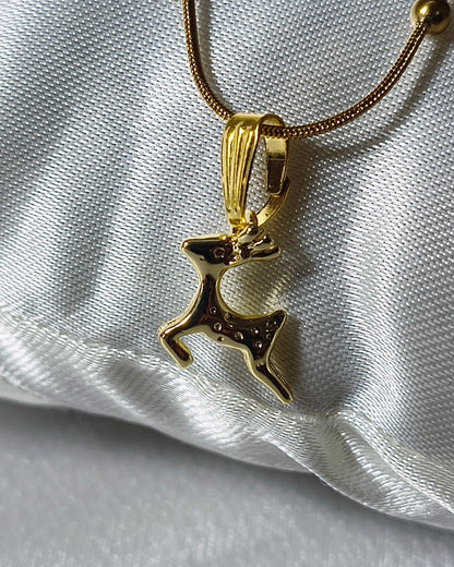 Deer pendant necklace (With beaded chain)