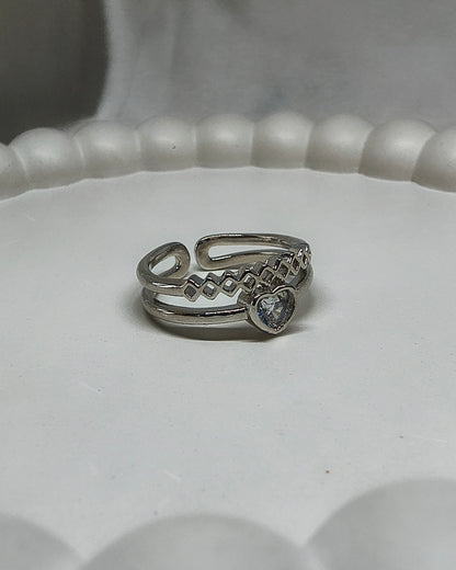 Heart aura adjustable ring (silver color)