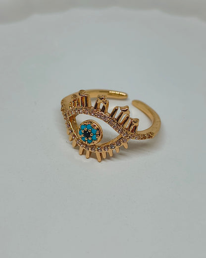 Evil eye aura adjustable ring