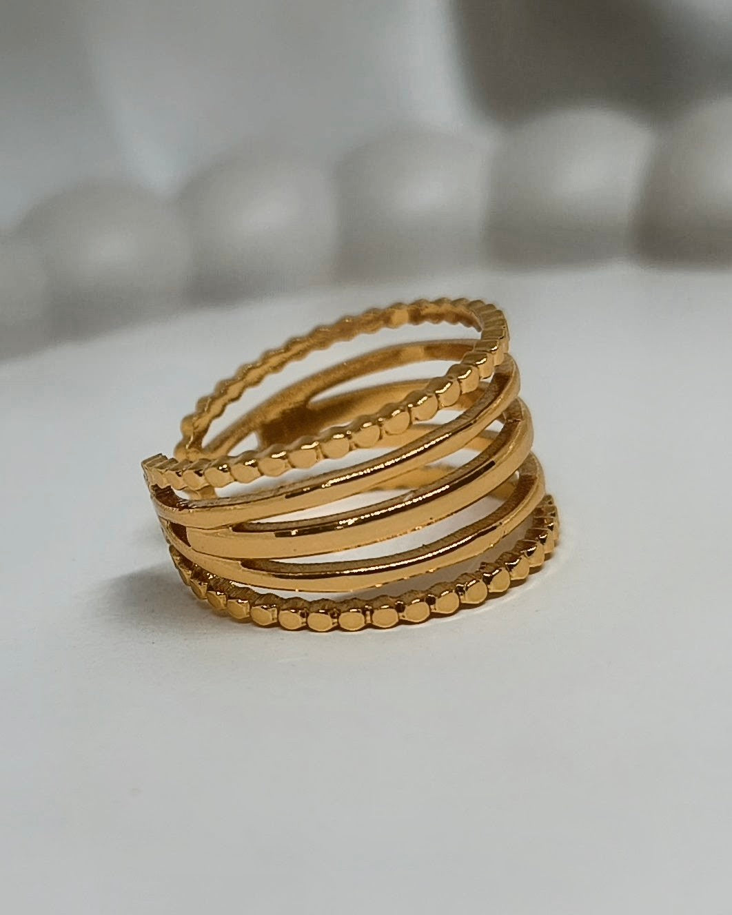 Celeste multi layer adjustable ring