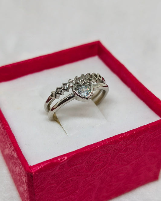 Heart aura adjustable ring (silver color)