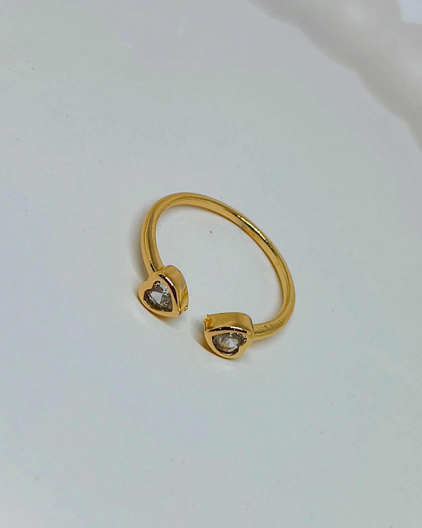 Twin heart glow adjustable ring