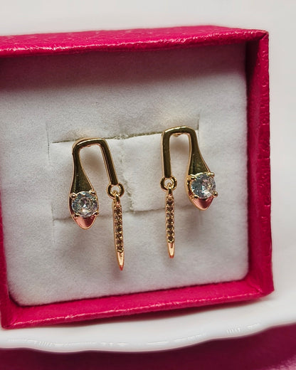 Solitaire link drop earrings