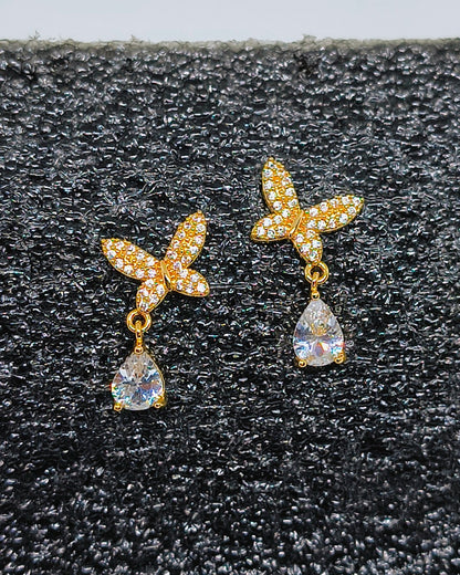 Flutter drop butterfly stud earrings