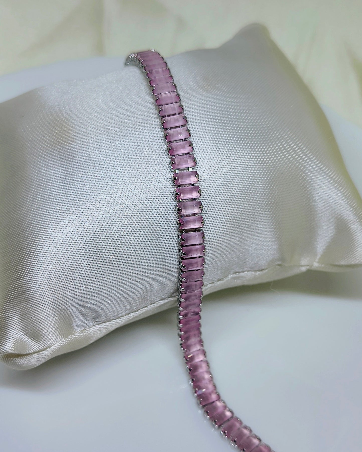 Blush pink color tennis bracelet