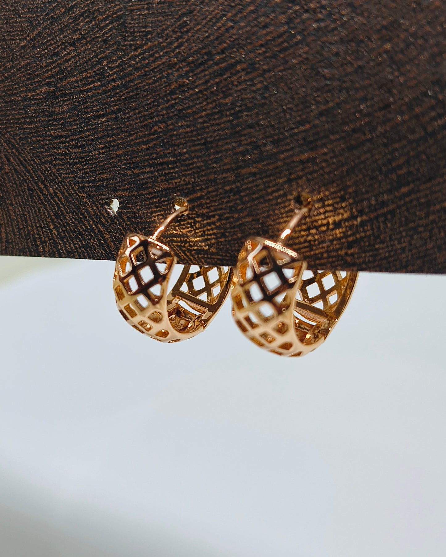 Honeycomb Huggie hoop earrings