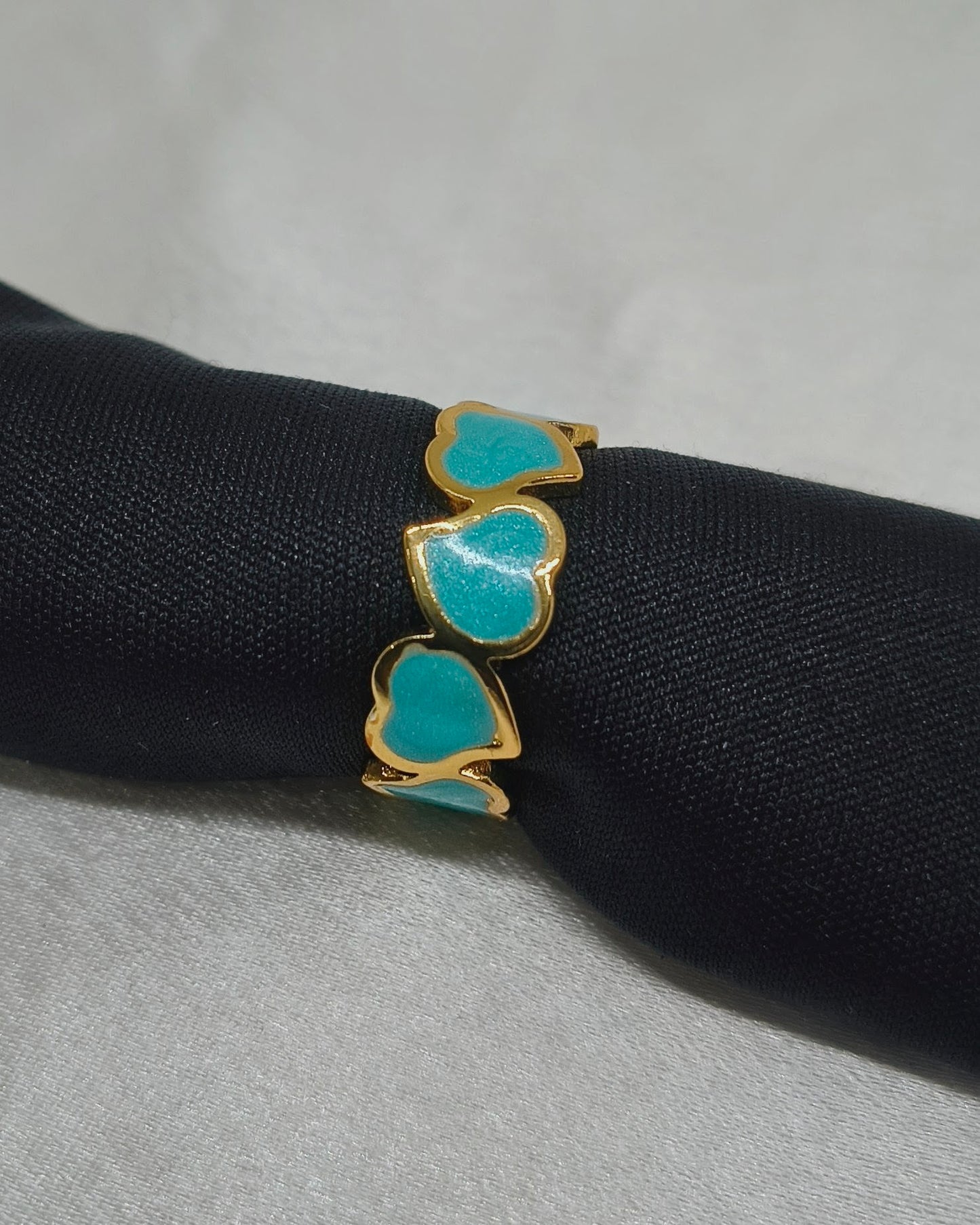 Turquoise hearts adjustable ring