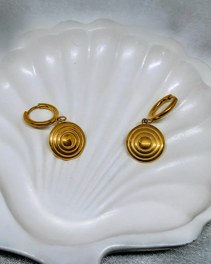 Orbit drop hoop earrings