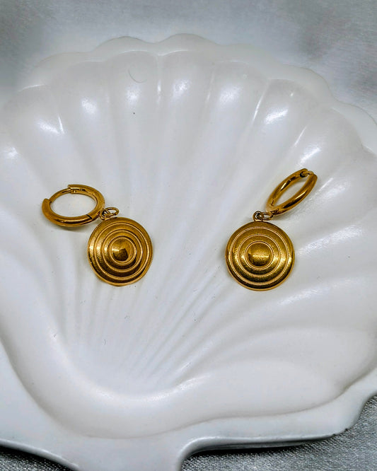 Orbit drop hoop earrings