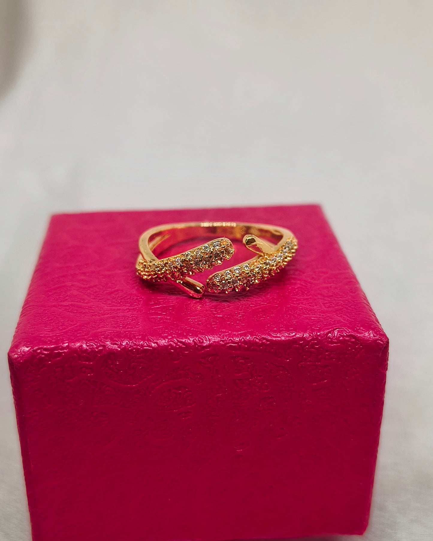 Pave interlaced adjustable ring