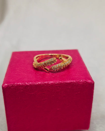 Pave interlaced adjustable ring
