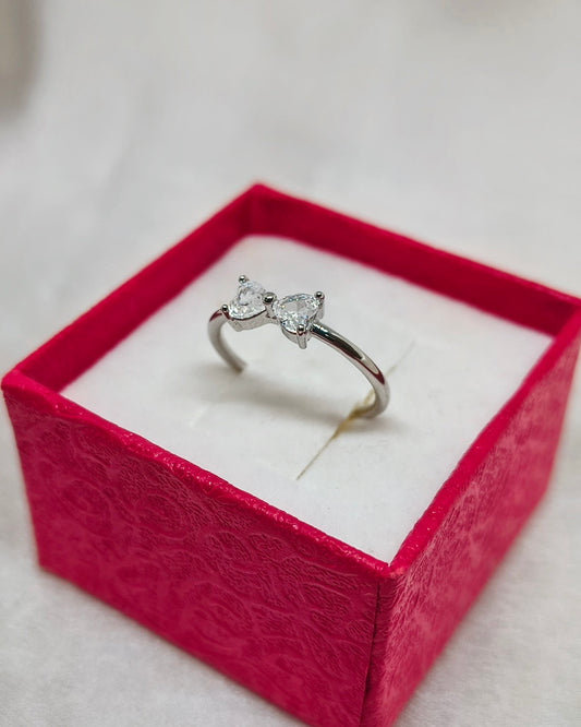 Ribbon bow tie adjustable ring (silver color)