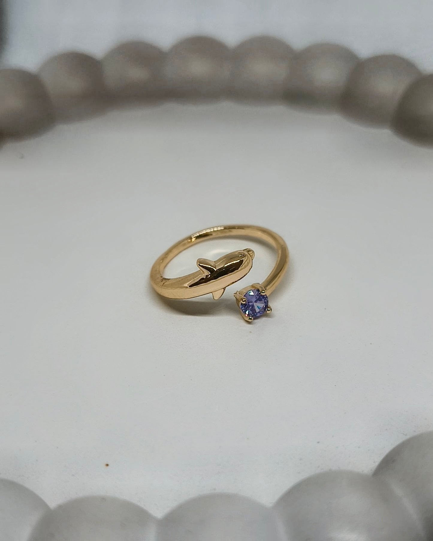 Dolphin motif adjustable ring