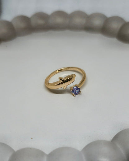Dolphin motif adjustable ring