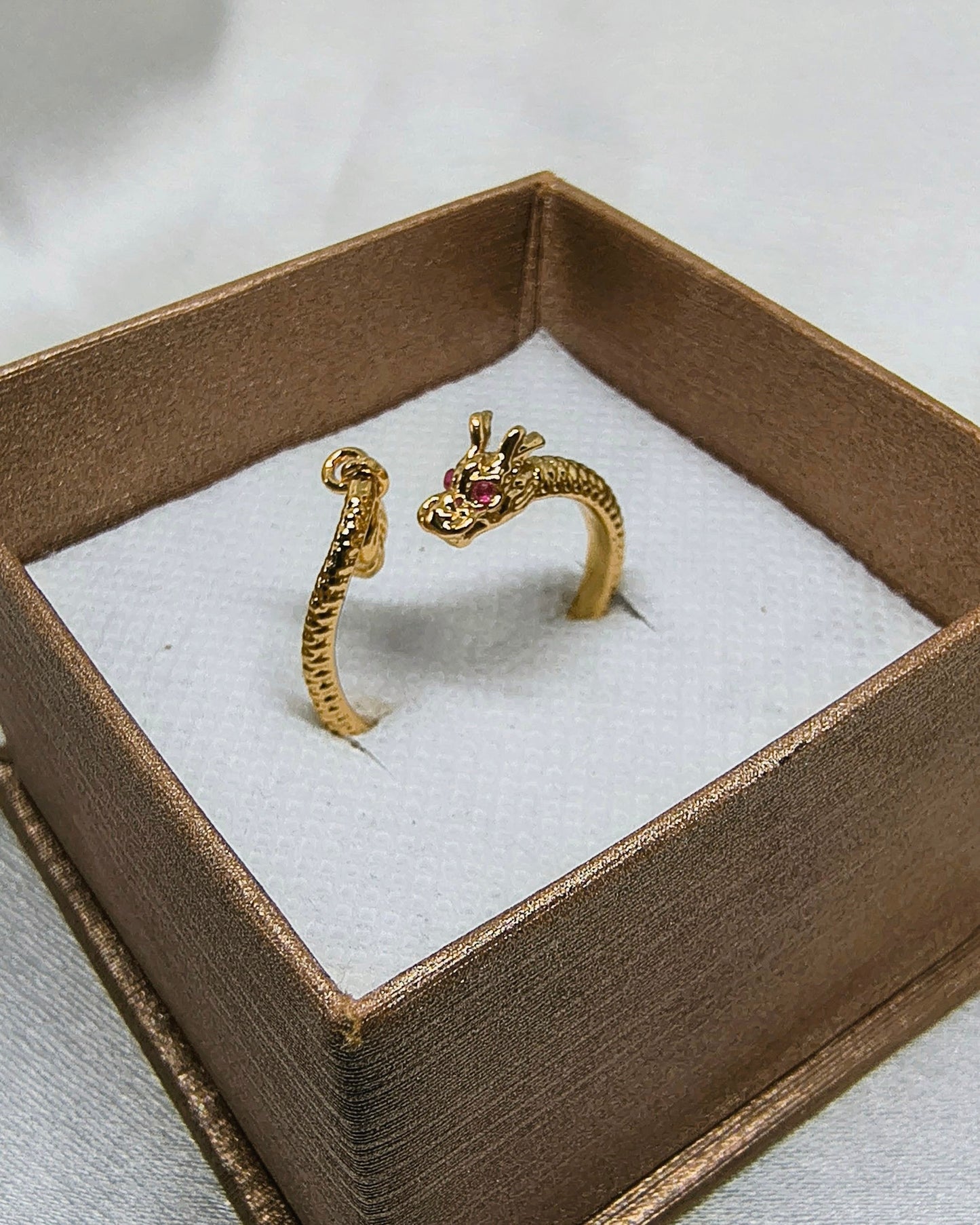 Lucky ruby dragon adjustable ring