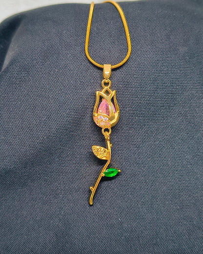 Rose petal tulip charm necklace