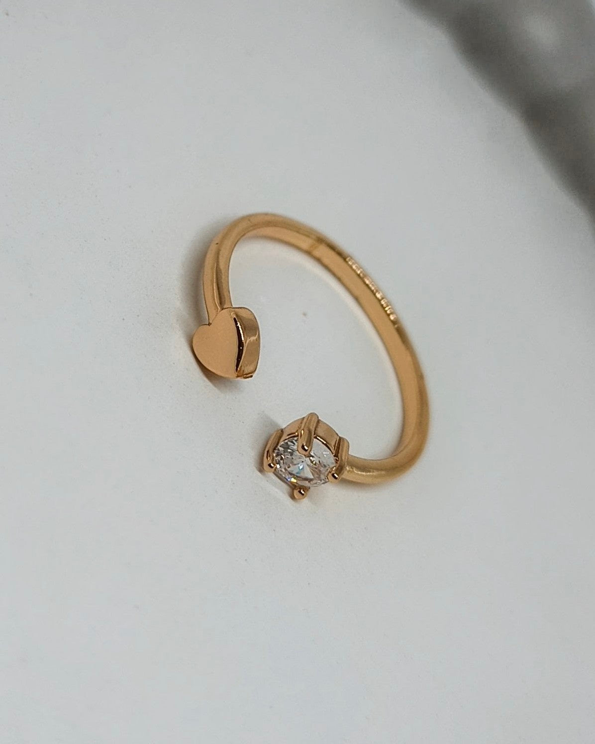 Tiny heart solitaire adjustable ring